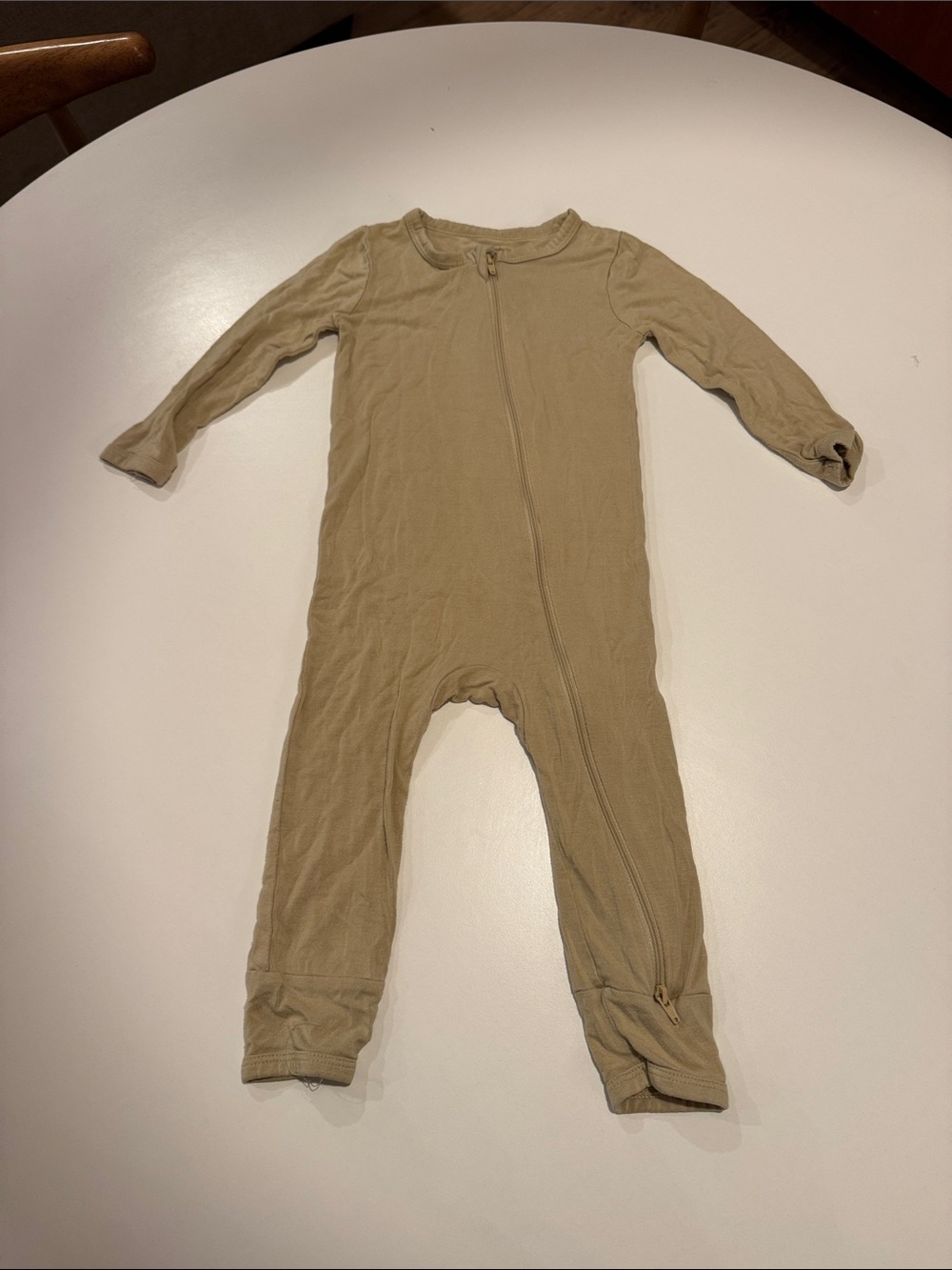 Kyte BABY Tan Long-Sleeve Zip One-Piece